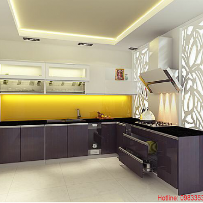 Tủ bếp nhựa  đặc acrylic bóng kính