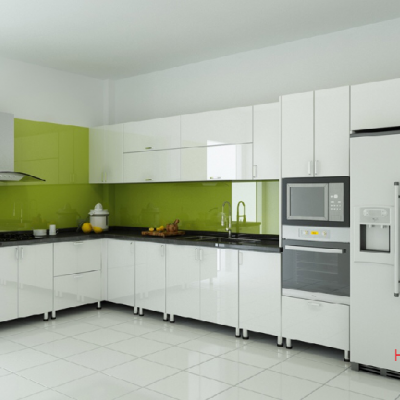 Tủ bếp nhựa  đặc acrylic bóng kính