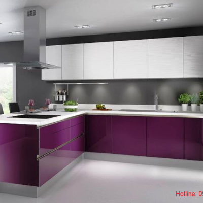 Tủ bếp nhựa  đặc acrylic bóng kính