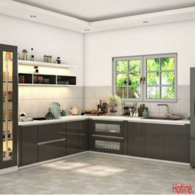 Tủ bếp nhựa  đặc acrylic bóng kính