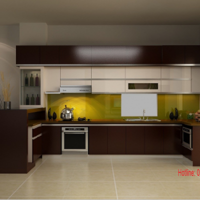 Tủ bếp nhựa  đặc acrylic bóng kính