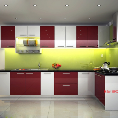 Tủ bếp nhựa  đặc acrylic bóng kính