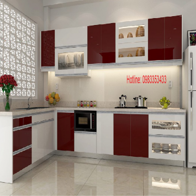 Tủ bếp nhựa  đặc acrylic bóng kính