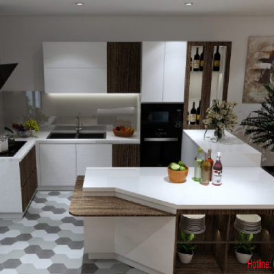 Tủ Bếp MDF Phủ Melamine