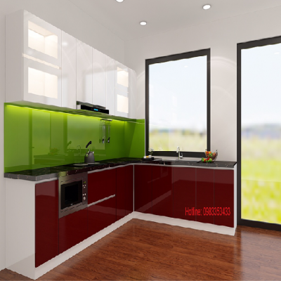 Tủ bếp nhựa  đặc acrylic bóng kính