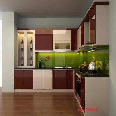 Tủ bếp nhựa  đặc acrylic bóng kính