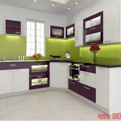 Tủ bếp nhựa  đặc acrylic bóng kính