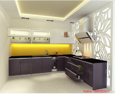 Tủ bếp nhựa  đặc acrylic bóng kính