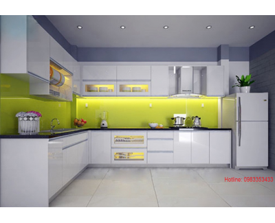 Tủ bếp nhựa  đặc acrylic bóng kính