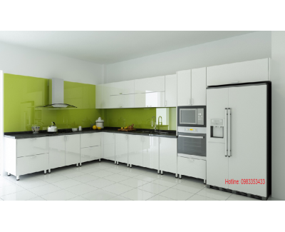 Tủ bếp nhựa  đặc acrylic bóng kính