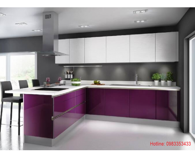 Tủ bếp nhựa  đặc acrylic bóng kính