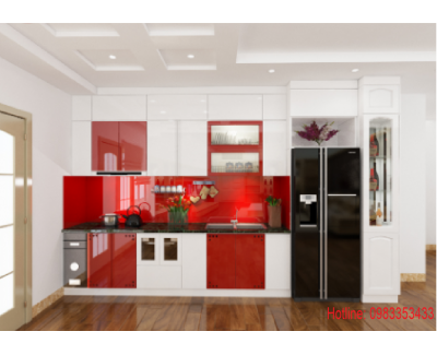 Tủ bếp nhựa  đặc acrylic bóng kính