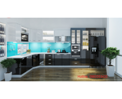 Tủ bếp nhựa  đặc acrylic bóng kính
