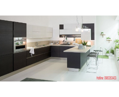 Tủ bếp nhựa  đặc acrylic bóng kính