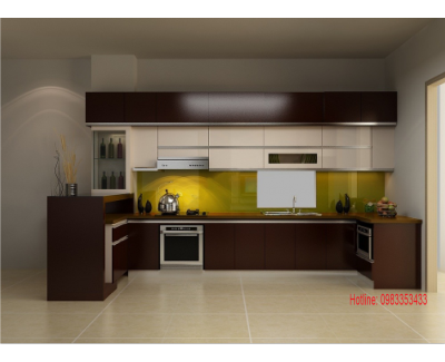 Tủ bếp nhựa  đặc acrylic bóng kính