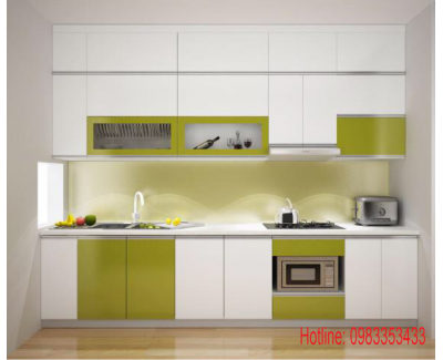 Tủ bếp nhựa  đặc acrylic bóng kính