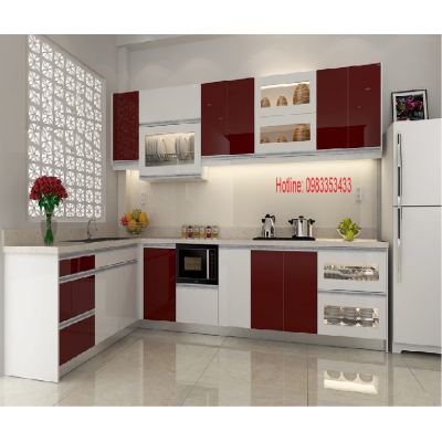 Tủ bếp nhựa  đặc acrylic bóng kính