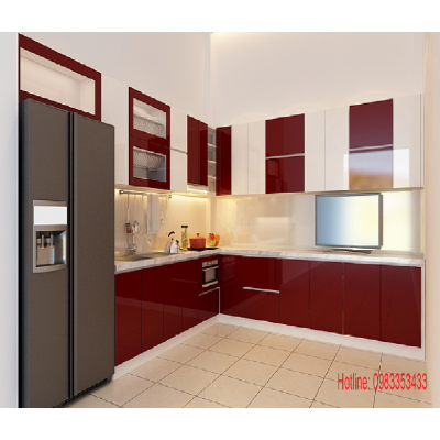 Tủ bếp nhựa  đặc acrylic bóng kính