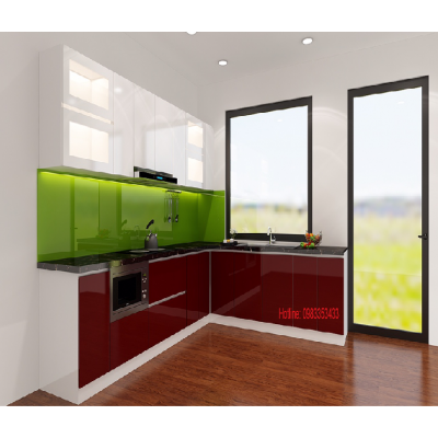 Tủ bếp nhựa  đặc acrylic bóng kính