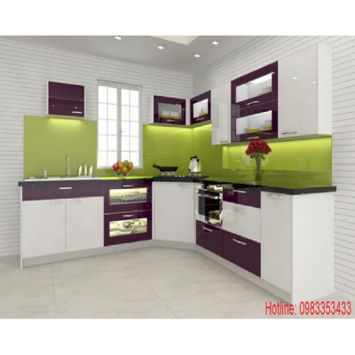 Tủ bếp nhựa  đặc acrylic bóng kính